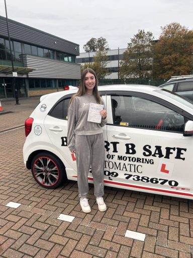 Mia Passed her driving test today with her 2nd attempt but with 0 Minors. you now belong to the 1% Club, Congratulations 24th October 2026 Sidcup Test Centre 9.07am